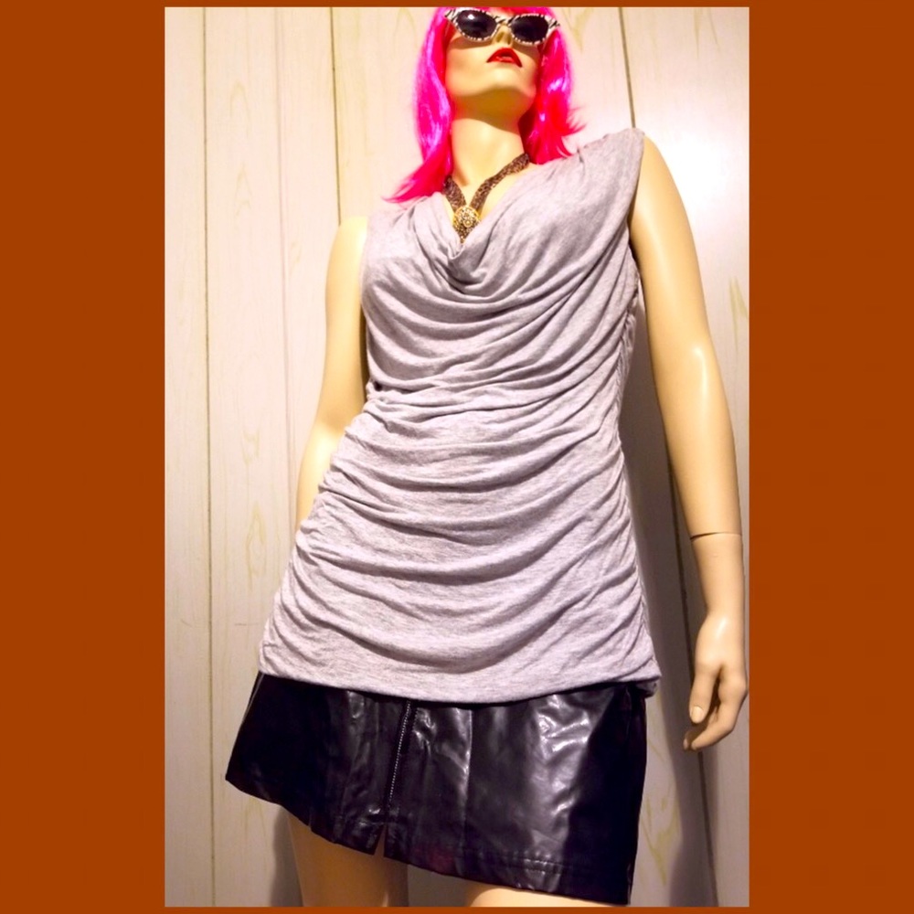 Maurices Light Gray Sleeveless Softest Rayon Draped Tunic Top